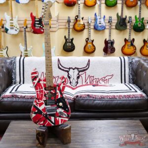 EVH Striped Series Frankenstei Frankie Maple Fingerboard Red with Black Stripes Relic - Image 6
