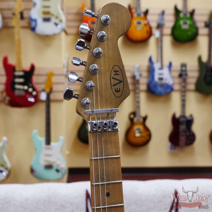 EVH Striped Series Frankenstei Frankie Maple Fingerboard Red with Black Stripes Relic - Image 7