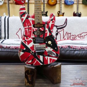 EVH Striped Series Frankenstei Frankie Maple Fingerboard Red with Black Stripes Relic - Image 8
