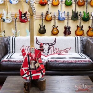 EVH Striped Series Frankenstei Frankie Maple Fingerboard Red with Black Stripes Relic - Image 9