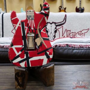 EVH Striped Series Frankenstei Frankie Maple Fingerboard Red with Black Stripes Relic - Image 11
