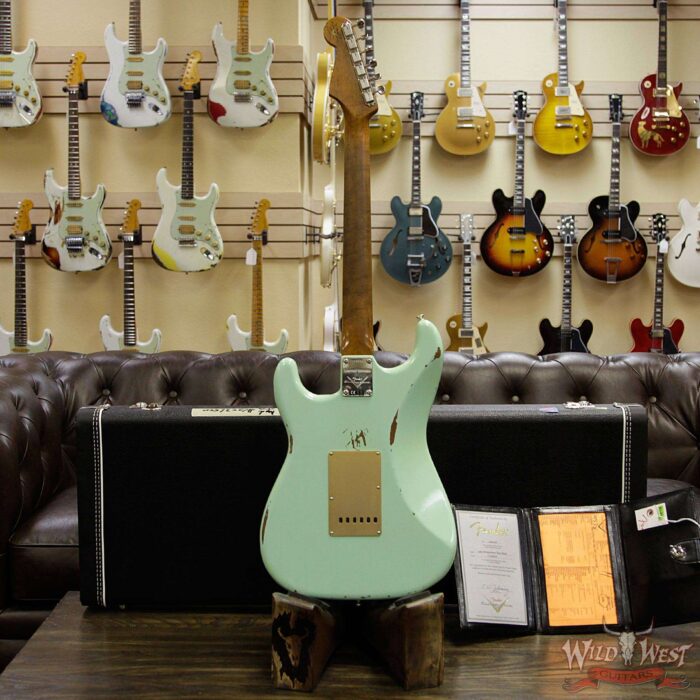 Fender Custom Shop 30th Anniversary LTD Roasted 1960 Stratocaster Relic Birdseye Neck Rosewood Board Aged Surf Green - Image 16