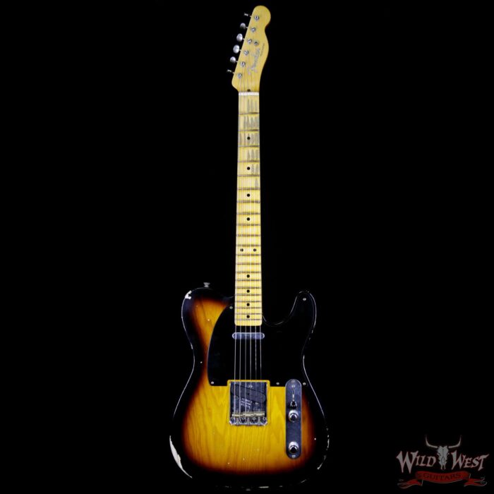 Fender Custom Shop 1952 Telecaster Relic Maple Neck 2 Tone Sunburst Black Pickguard - Image 3