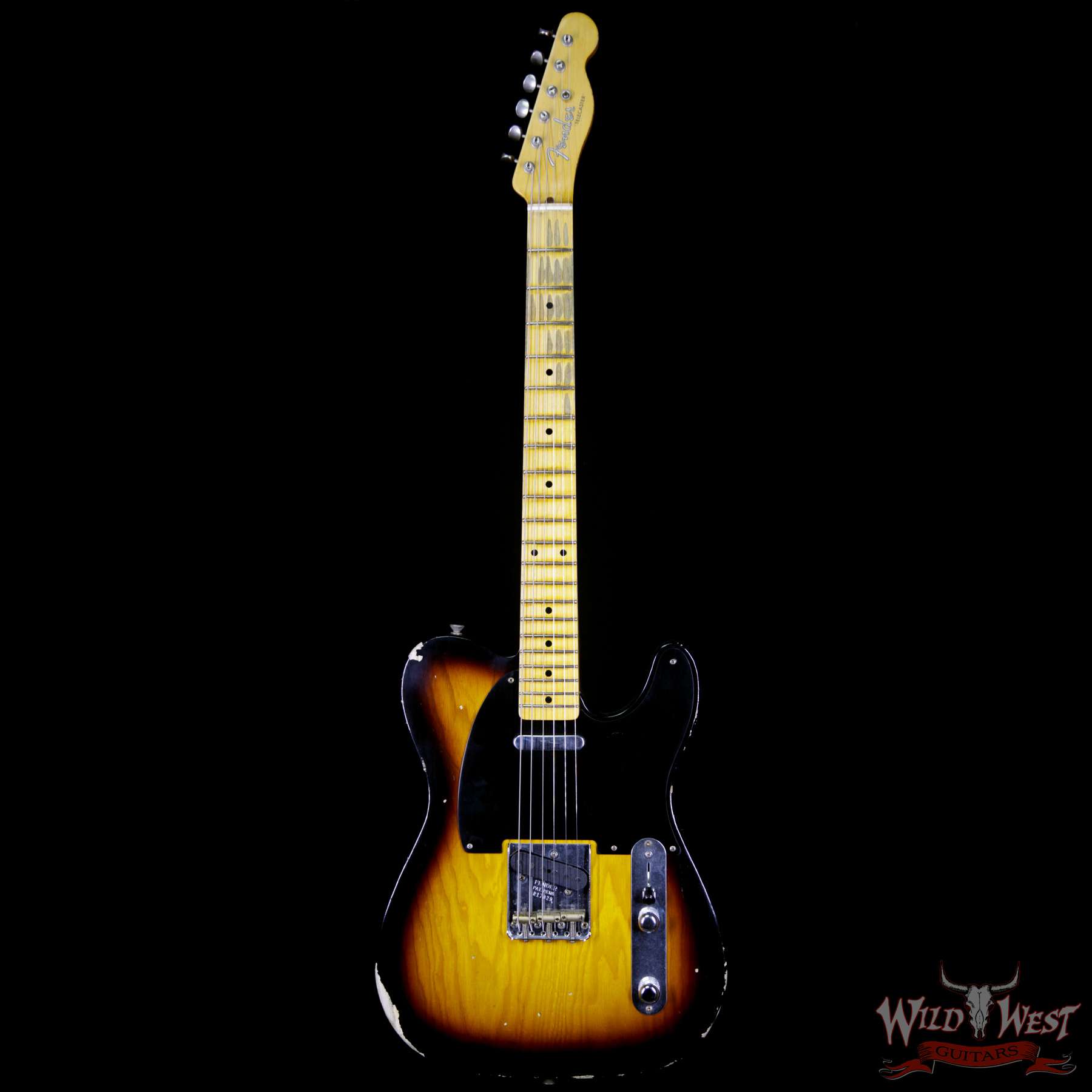 fender-1952tele-relic-2ts-r17829-bf__wwg.jpg Fender Custom Shop 1952 Telecaster Relic Maple Neck 2 Tone Sunburst Black Pickguard - Image 3