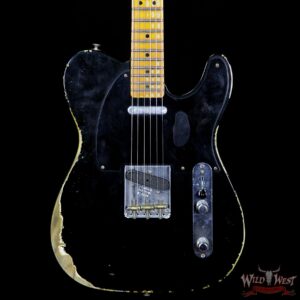 Fender Custom Shop 1952 Telecaster Heavy Relic Maple Neck Black Pickguard Faded Black - Image 3