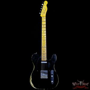 Fender Custom Shop 1952 Telecaster Heavy Relic Maple Neck Black Pickguard Faded Black - Image 5