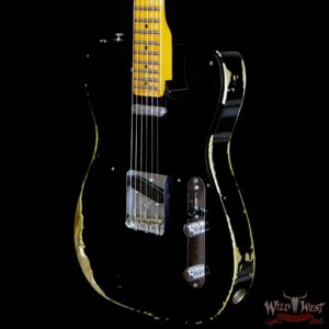 Fender Custom Shop 1952 Telecaster Heavy Relic Maple Neck Black Pickguard Faded Black - Image 2