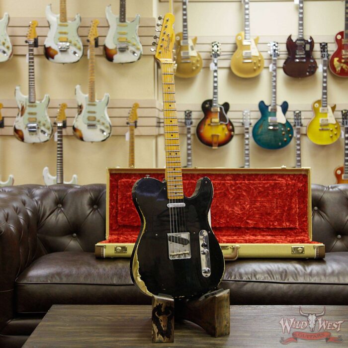 Fender Custom Shop 1952 Telecaster Heavy Relic Maple Neck Black Pickguard Faded Black - Image 12