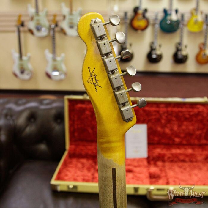 Fender Custom Shop 1952 Telecaster Heavy Relic Maple Neck Black Pickguard Faded Black - Image 10