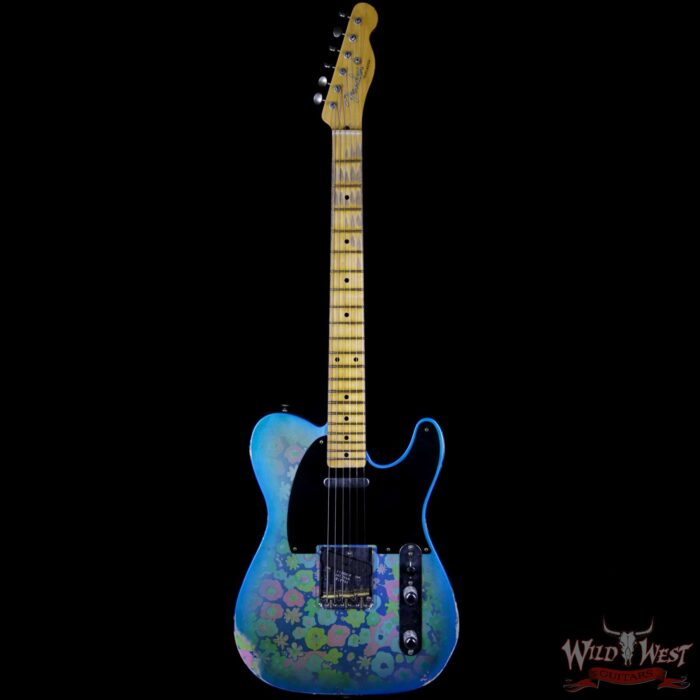 Fender Custom Shop 1952 Telecaster Relic Maple Neck Black Pickguard Blue Flower - Image 5
