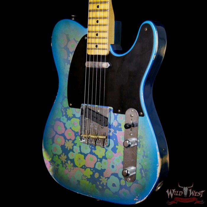 Fender Custom Shop 1952 Telecaster Relic Maple Neck Black Pickguard Blue Flower - Image 2