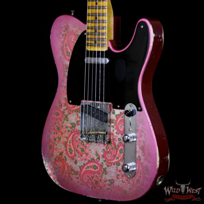 2018 Fender Custom Shop 1952 Telecaster Relic Maple Neck Black Pickguard Pink Paisley - Image 2