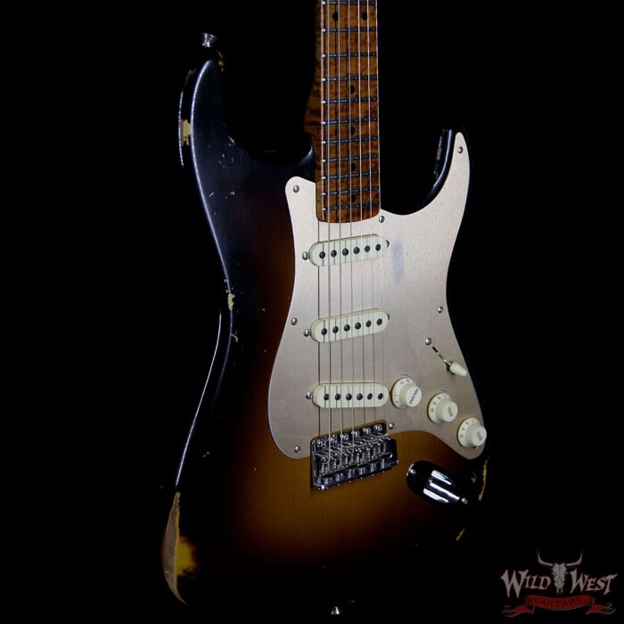 Fender Custom Shop Roasted 1956 Stratocaster Relic Birdeye Maple Neck 2 Tone Sunburst - Image 5