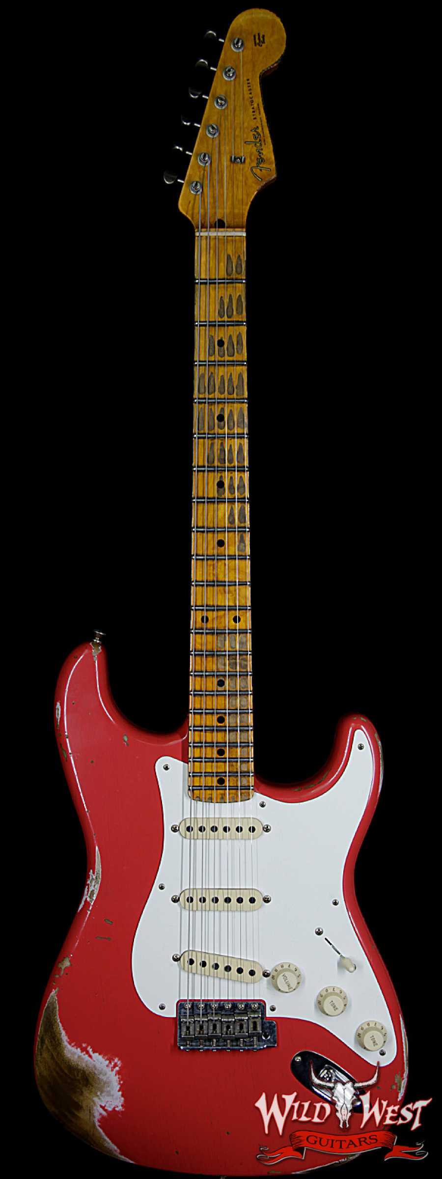 fender-1957strat-hvrel-mn-frd-r96275-main__wwg_large.jpg Fender Custom Shop 1957 Stratocaster Heavy Relic Maple Neck Fiesta Red - Image 1