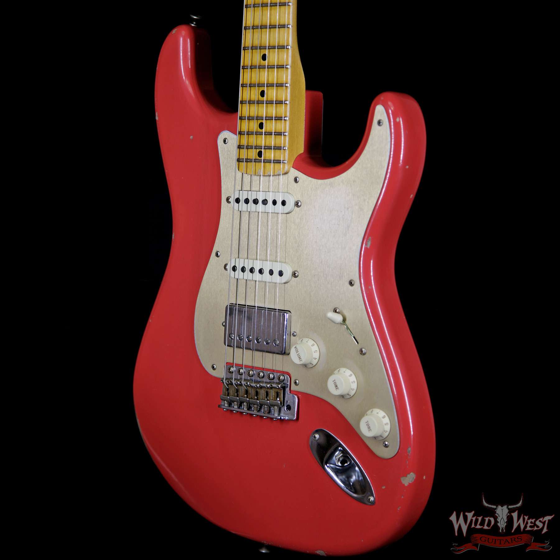 fender-1958strat-relic-frd-hss-r92733-br__wwg.jpg 2018 Fender Custom Shop 1958 Stratocaster Relic HSS EVH Pickup Maple Neck Fiesta Red - Image 2