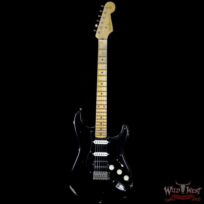 Fender Custom Shop 1958 Stratocaster Relic Maple Neck HSS EVH Pickup Black - Image 3