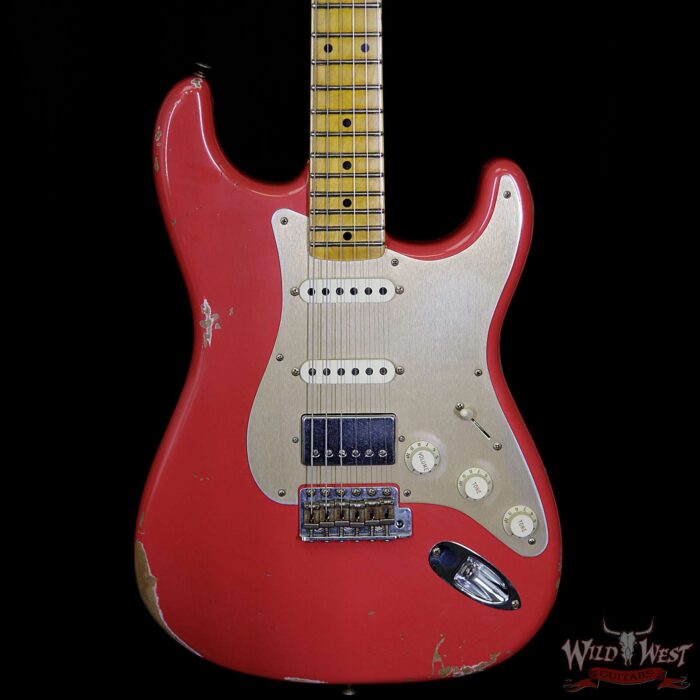 Fender Custom Shop 1958 Stratocaster Relic HSS EVH Pickup Maple Neck Fiesta Red - Image 3