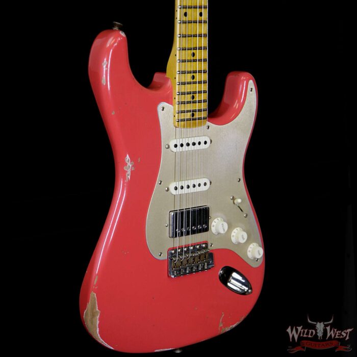 Fender Custom Shop 1958 Stratocaster Relic HSS EVH Pickup Maple Neck Fiesta Red - Image 4