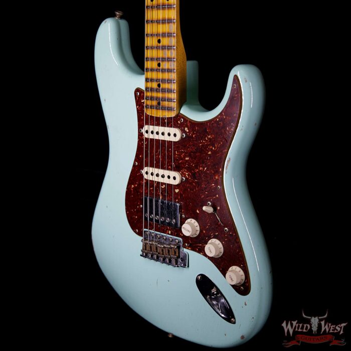 Fender Custom Shop 1958 Stratocaster HSS EVH Pickup Relic Maple Neck & Board Surf Green - Image 2