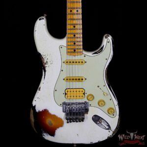 Fender 1960 Stratocaster Heavy Relic White Lightning Olympic White over Three Tone Sunburst - Image 3