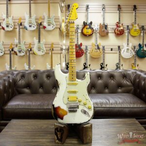 Fender 1960 Stratocaster Heavy Relic White Lightning Olympic White over Three Tone Sunburst - Image 11