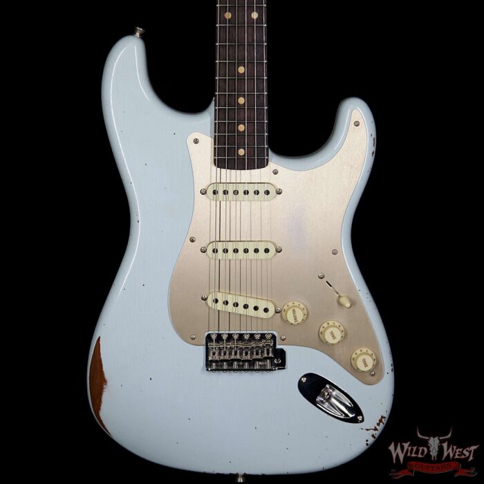 Fender Custom Shop 1960 Roasted Stratocaster Relic AAA Rosewood Fingerboard Faded Sonic Blue - Image 3