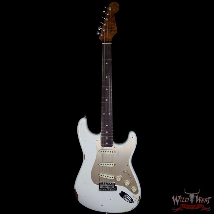 Fender Custom Shop 30th Anniversary LTD Roasted 1960 Stratocaster Relic Birdseye Neck Rosewood Board Aged Olympic White - Image 6