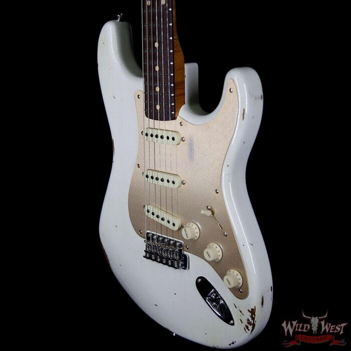 Fender Custom Shop 30th Anniversary LTD Roasted 1960 Stratocaster Relic Birdseye Neck Rosewood Board Aged Olympic White - Image 2