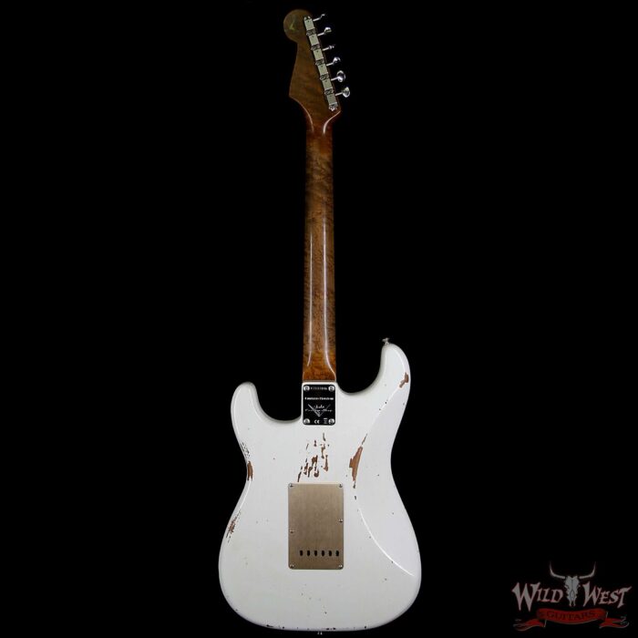 Fender Custom Shop 30th Anniversary LTD 1960 Stratocaster Relic Roasted Birdseye Neck Rosewood Board Aged Olympic White - Image 7