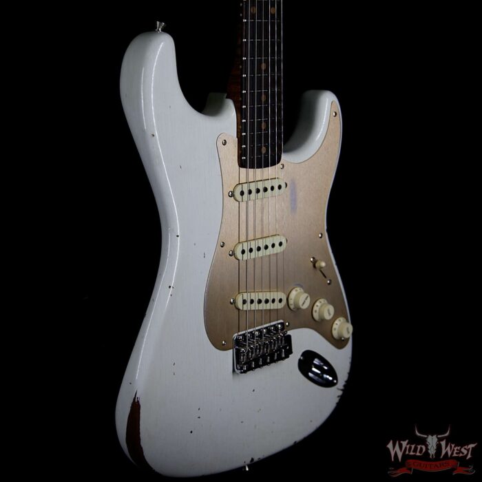 Fender Custom Shop 30th Anniversary LTD 1960 Stratocaster Relic Roasted Birdseye Neck Rosewood Board Aged Olympic White - Image 5