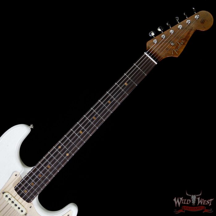 Fender Custom Shop 30th Anniversary LTD 1960 Stratocaster Relic Roasted Birdseye Neck Rosewood Board Aged Olympic White - Image 9