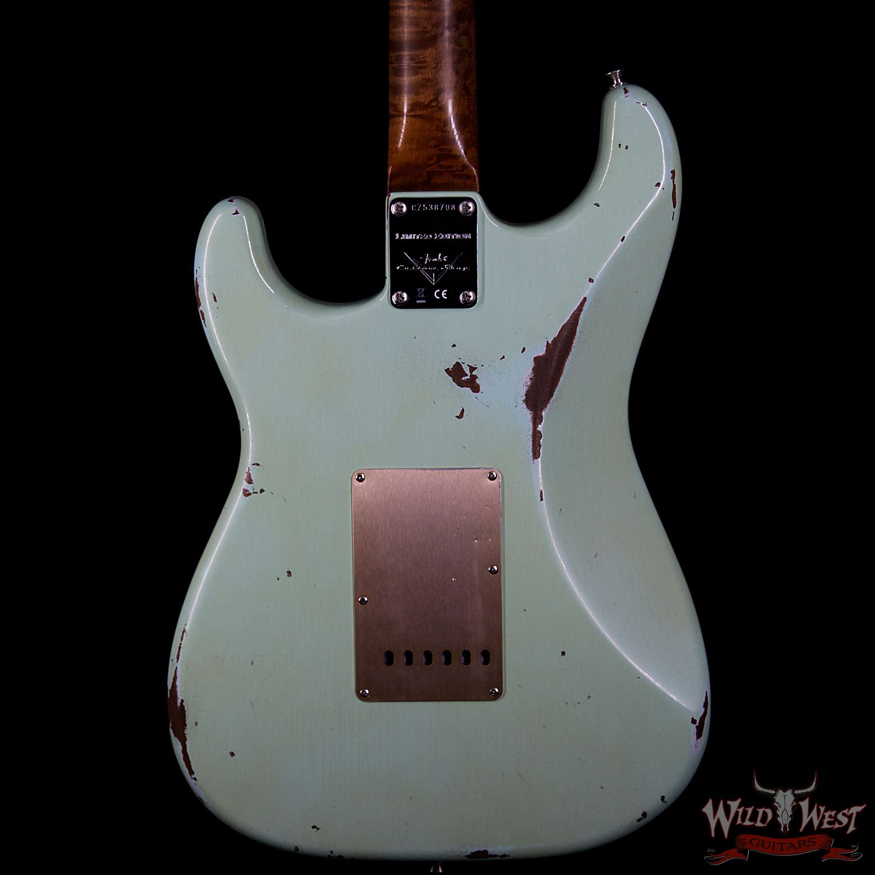fender-1960strat-rstd-relic-rw-agedsurfgreen-cz538708-bbb__wwg.jpg Fender Custom Shop 30th Anniversary 1960 Stratocaster Relic Roasted Birdseye Neck Rosewood Board Aged Surf Green - Image 4