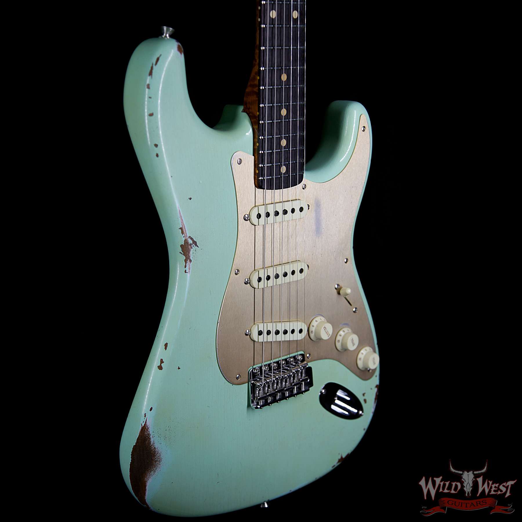 fender-1960strat-rstd-relic-rw-agedsurfgreen-cz538708-bl__wwg.jpg Fender Custom Shop 30th Anniversary 1960 Stratocaster Relic Roasted Birdseye Neck Rosewood Board Aged Surf Green - Image 5