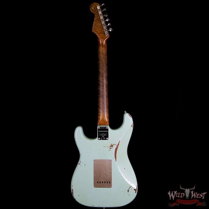 Fender Custom Shop 30th Anniversary Roasted 1960 Stratocaster Relic Birdseye Neck Rosewood Board Aged Surf Green - Image 7