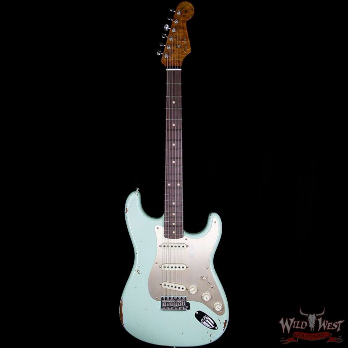 Fender Custom Shop 30th Anniversary Roasted 1960 Stratocaster Relic Birdseye Neck Rosewood Board Aged Surf Green - Image 6