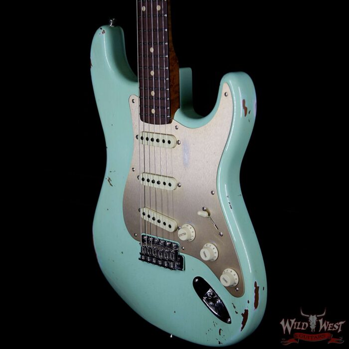 Fender Custom Shop 30th Anniversary Roasted 1960 Stratocaster Relic Birdseye Neck Rosewood Board Aged Surf Green - Image 2