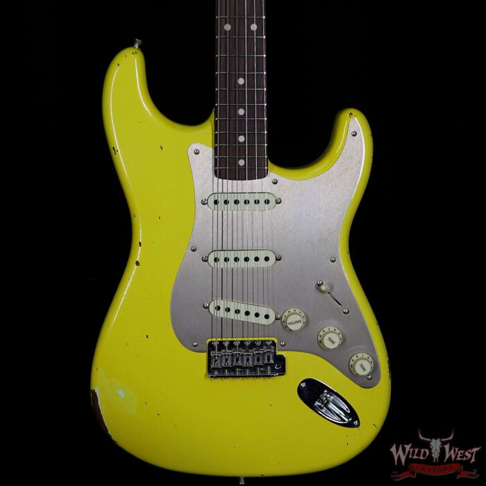Fender Custom Shop 30th Anniversary LTD Roasted 1960 Stratocaster Relic Birdseye Neck Rosewood Board Aged Graffiti Yellow - Image 3