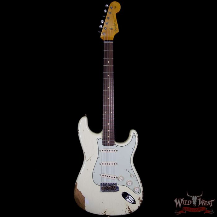 Fender Custom Shop 1961 Stratocaster Heavy Relic Slab Rosewood Fingerboard Vintage White - Image 6