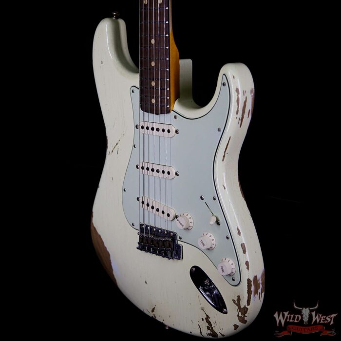 Fender Custom Shop 1961 Stratocaster Heavy Relic Slab Rosewood Fingerboard Vintage White - Image 2