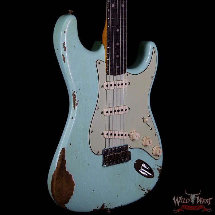 Fender Custom Shop 1961 Stratocaster Heavy Relic Slab Rosewood Fingerboard Surf Green - Image 4