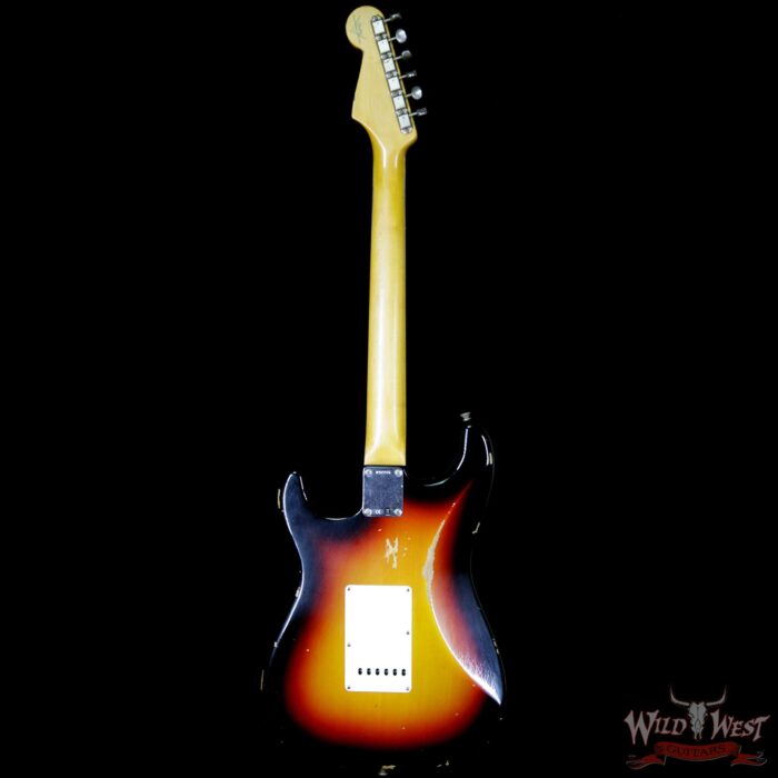 2018 Fender Custom Shop 1961 Stratocaster Relic Rosewood Slab Fingerboard 3 Tone Sunburst - Image 6