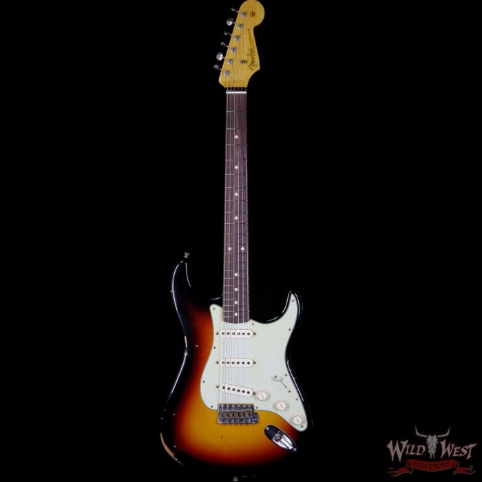 2018 Fender Custom Shop 1961 Stratocaster Relic Rosewood Slab Fingerboard 3 Tone Sunburst - Image 5
