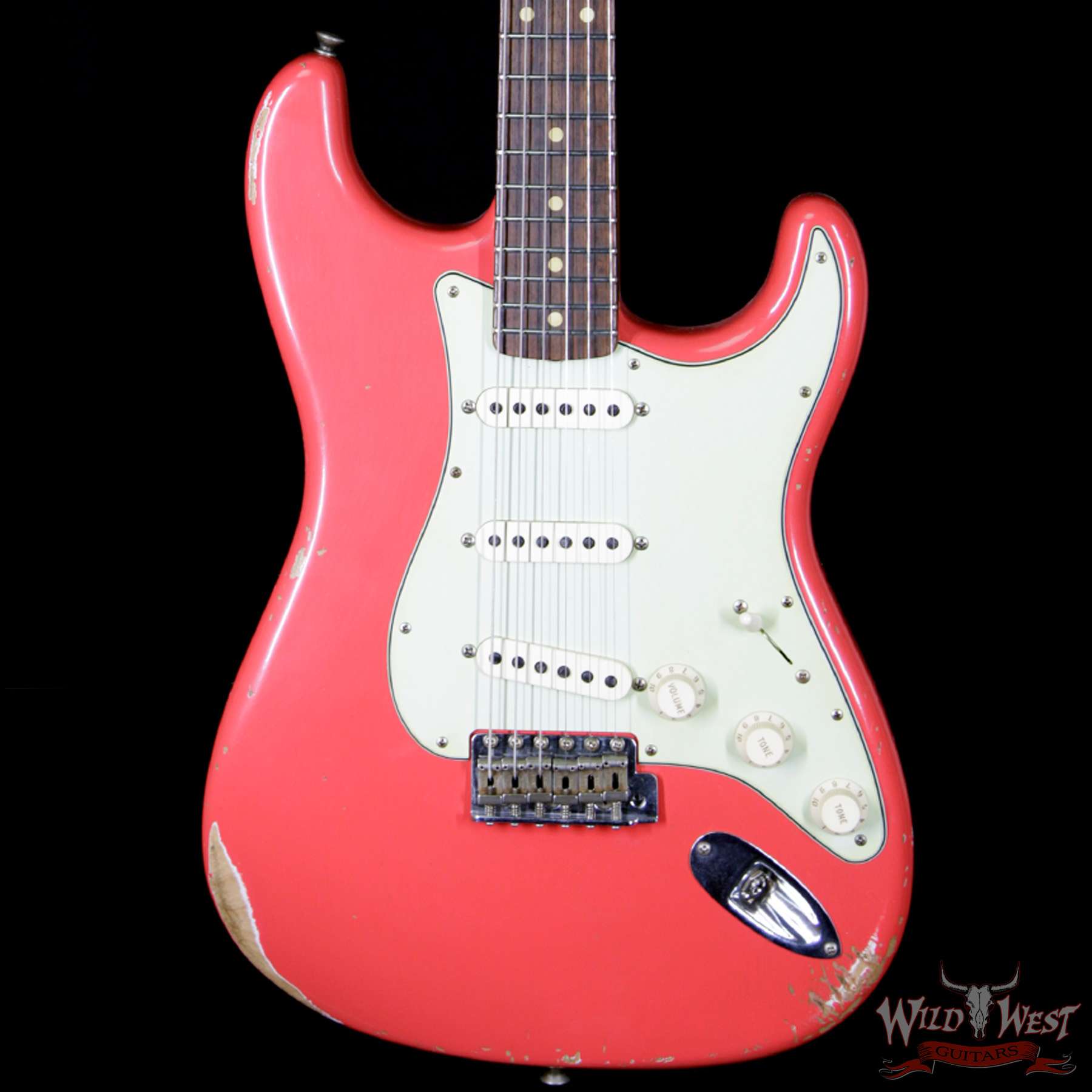 fender-1961strat-relic-frd-92753-bbf__wwg.jpg 2018 Fender Custom Shop 1961 Stratocaster Relic Rosewood Slab Fingerboard Fiesta Red - Image 3