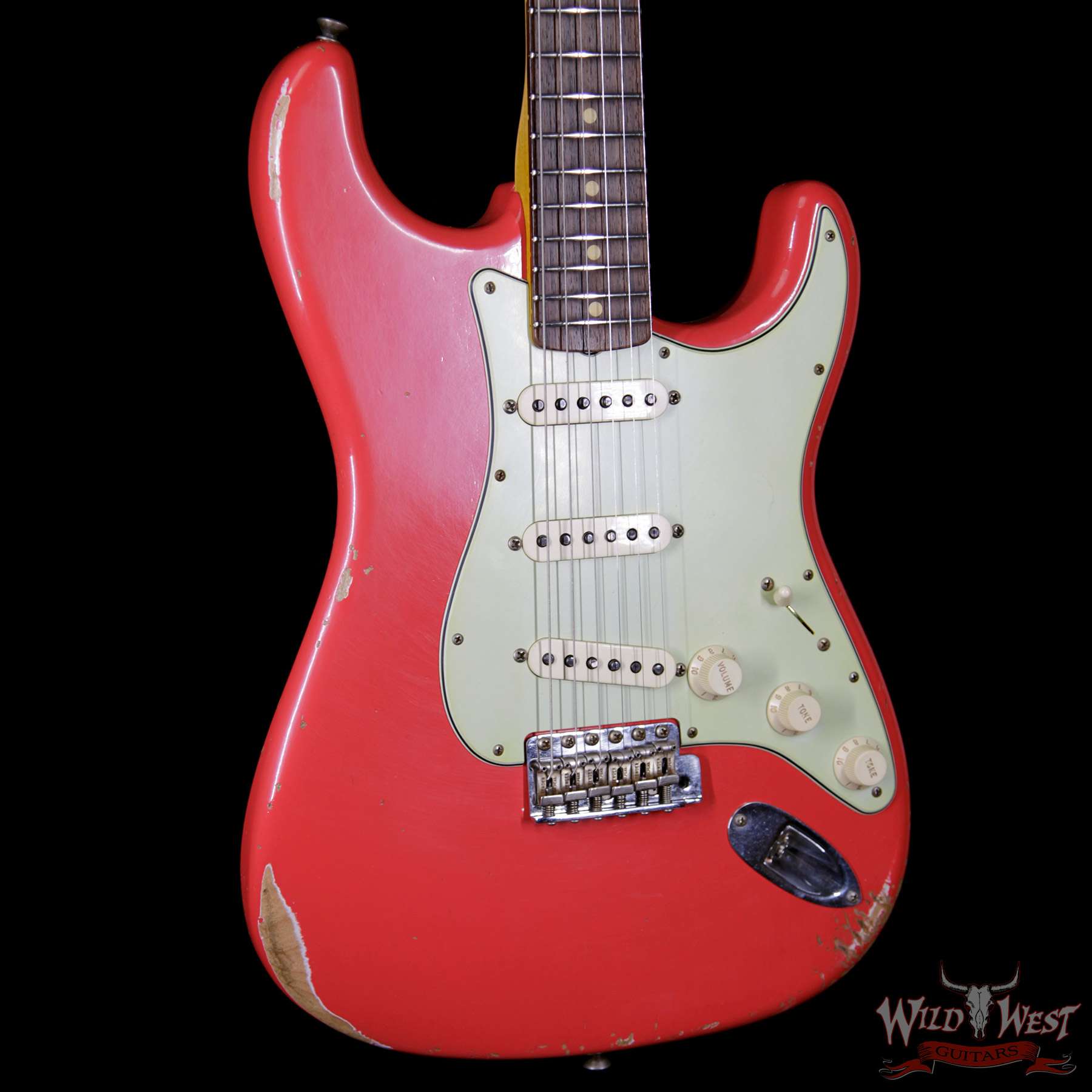 fender-1961strat-relic-frd-92753-bl__wwg.jpg 2018 Fender Custom Shop 1961 Stratocaster Relic Rosewood Slab Fingerboard Fiesta Red - Image 4