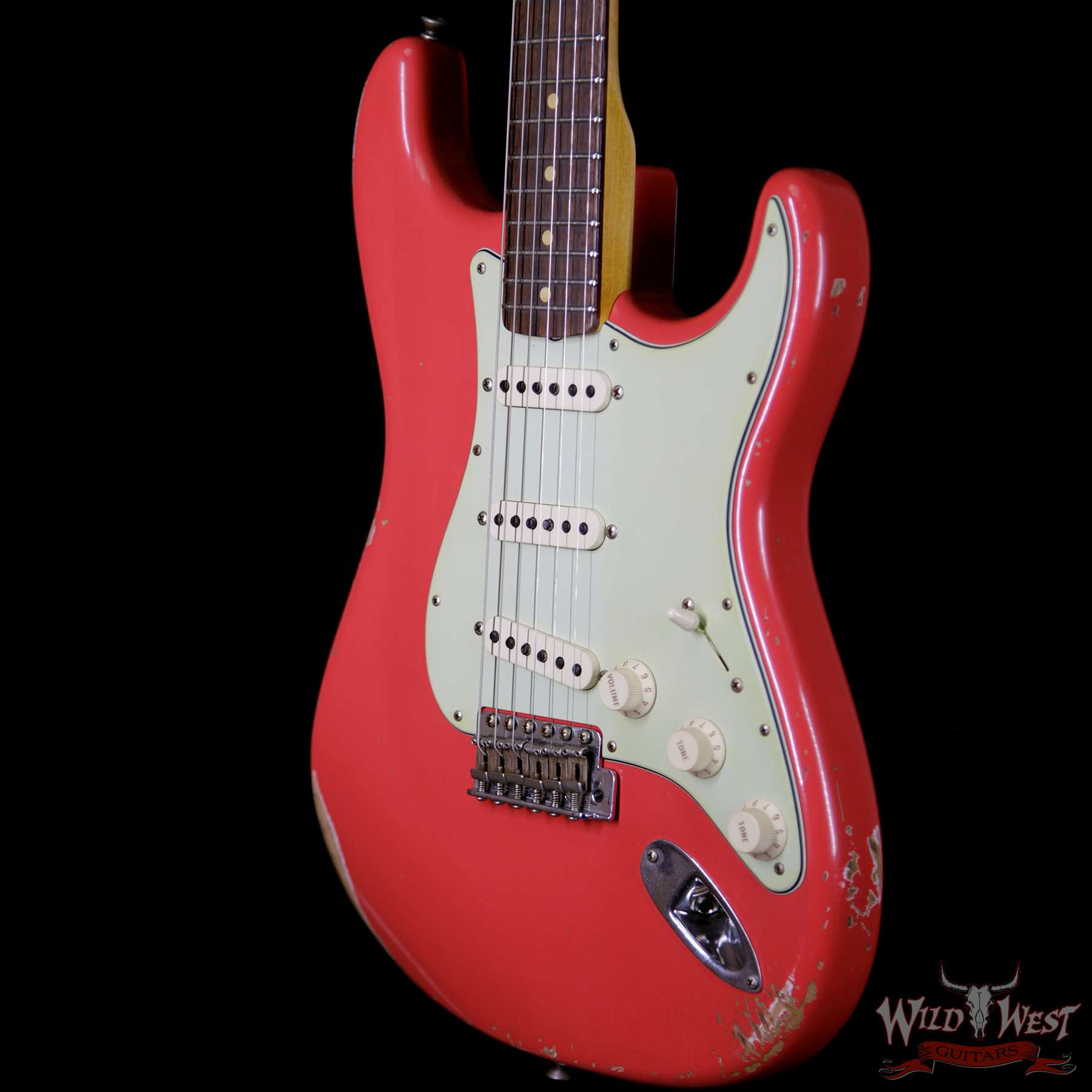 fender-1961strat-relic-frd-92753-br__wwg.jpg 2018 Fender Custom Shop 1961 Stratocaster Relic Rosewood Slab Fingerboard Fiesta Red - Image 2