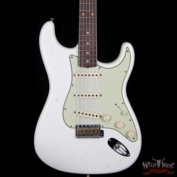 Fender Custom Shop 1961 Stratocaster Jouneyman Relic with Dirty Neck Slab Rosewood Board Olympic White - Image 3