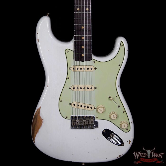 Fender Custom Shop 1961 Stratocaster Relic Rosewood Fingerboard Olympic White - Image 3
