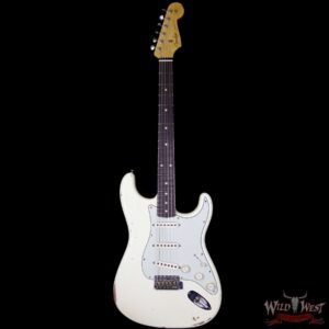2018 Fender Custom Shop 1961 Stratocaster Relic Rosewood Slab Fingerboard 3 Vintage White - Image 5