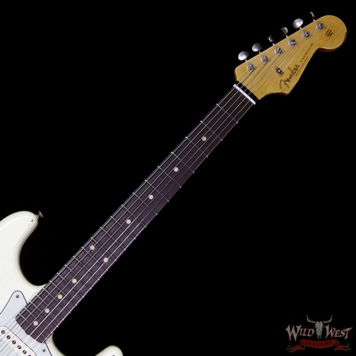 2018 Fender Custom Shop 1961 Stratocaster Relic Rosewood Slab Fingerboard 3 Vintage White - Image 9