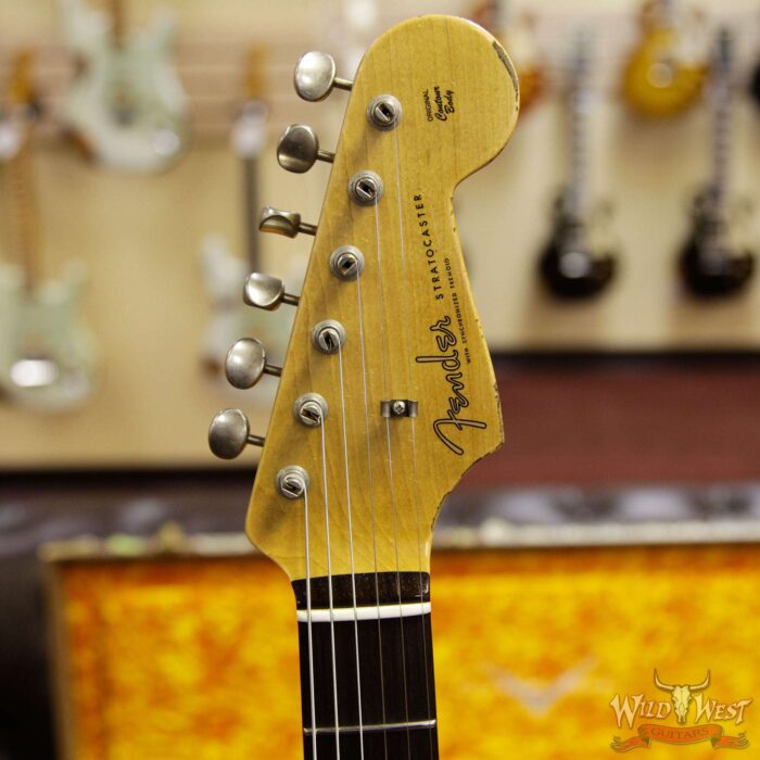 2018 Fender Custom Shop 1961 Stratocaster Relic Rosewood Slab Fingerboard 3 Vintage White - Image 8